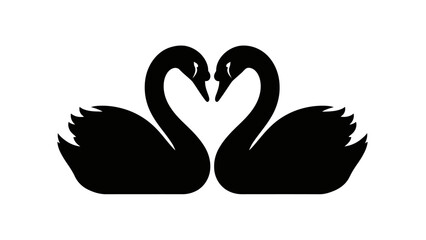 Two black swans forming a heart shape.