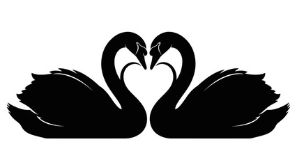Two black swans forming a heart shape.