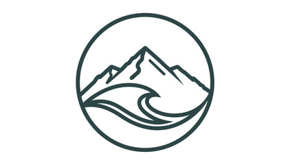 Mountain and Wave Logo Design.