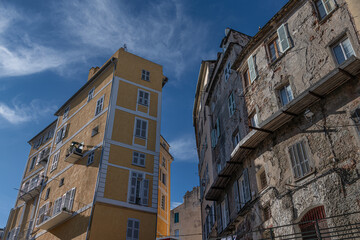 Obraz premium Houses in the old town of Bastia, Corsica, France