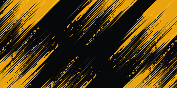 Dots pop art comics sport style vector illustration. Dots halftone yellow and black color pattern gradient grunge texture dots sport