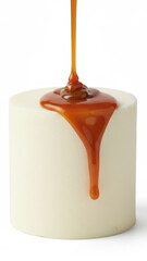 Creamy White Cake With Caramel Drip Pouring Over the Top for Dessert Photography Concepts Session