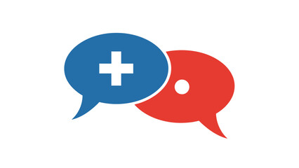 Fototapeta premium Healthcare communication: medical and chat dialogue symbol in speech bubbles