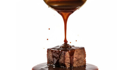 Irresistible Chocolate Brownie With Rich Dark Chocolate Sauce Dripping Over a Plump Brownie