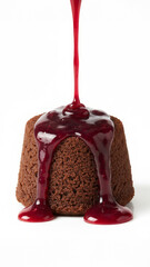 Rich Chocolate Cake Drizzled with Raspberry Syrup Creating a Decadent Dessert Moment for Food Styling