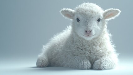Obraz premium Cute Baby Lamb Portrait on Soft Background lamb cute portrait soft sheep baby animal adorable white