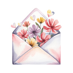 envelope with flowers and hearts