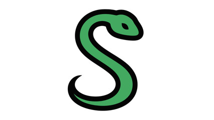 Green Snake Shaped Letter S Icon.