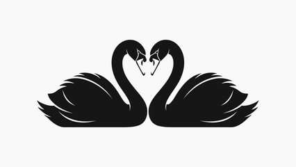 Two black swans forming a heart shape. © Suro