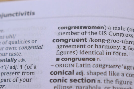 Close Up Of English Explanation Dictionary Word Of - congruent