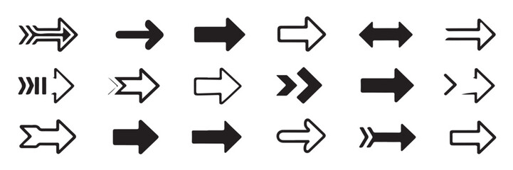 Collection of modern arrow icons for navigation and direction Vector Art