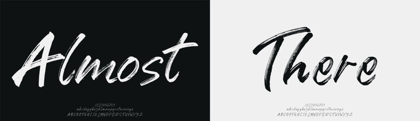 Almost There, Script Font, aesthetic, Uppercase Lowercase and Number. wedding font, Classic Lettering Minimal Fashion Designs. Typography modern serif fonts regular decorative vintage concept. vector  © Empire