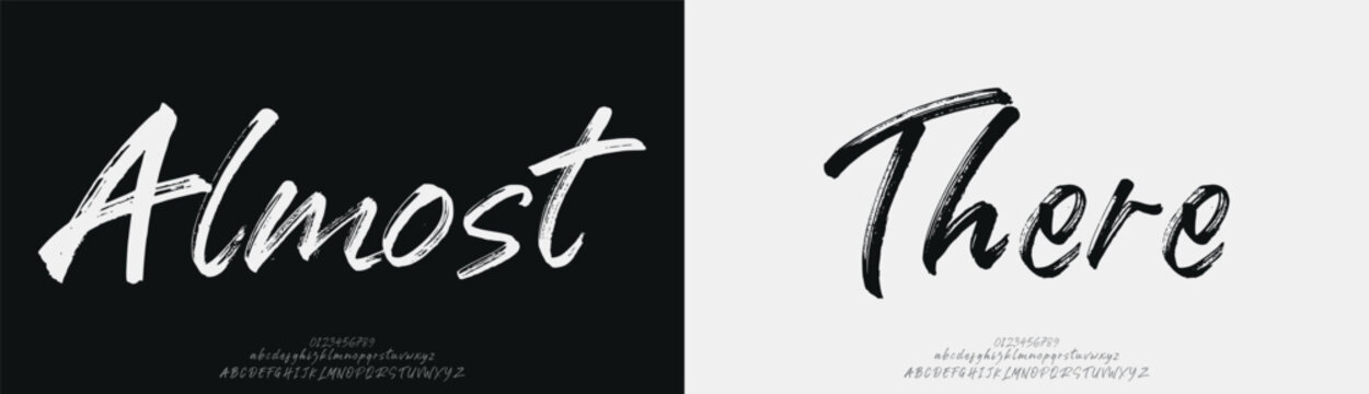 Almost There, Script Font, aesthetic, Uppercase Lowercase and Number. wedding font, Classic Lettering Minimal Fashion Designs. Typography modern serif fonts regular decorative vintage concept. vector 