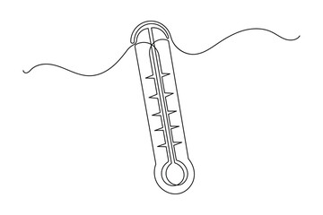 Minimalist medical thermometer continuous line drawing simple health outline