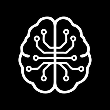 Minimal AI brain icon representing artificial intelligence and digital thinking. Clean flat vector design suitable for UI, apps, technology projects, startups, websites, and print use.