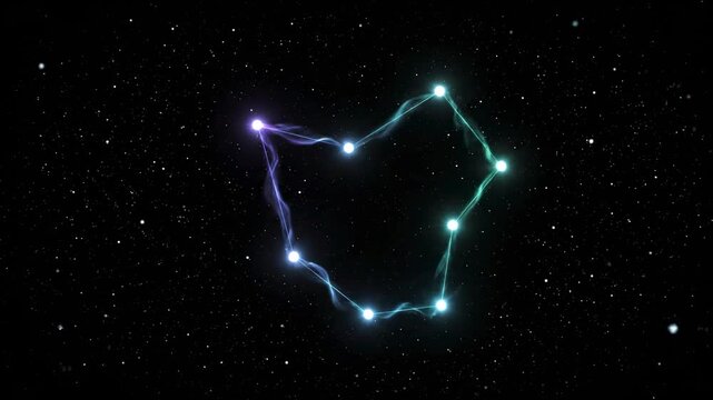 A constellation of bright, glowing points against a dark, star-filled void