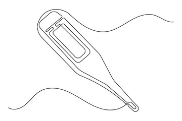 Single line art illustration of a thermometer continuous outline drawing