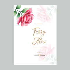Elegant Watercolor Rose Wedding Invitation Card