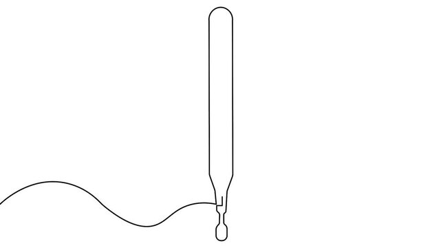 Thermometer icon continuous one line art animation seamless loop medical tool