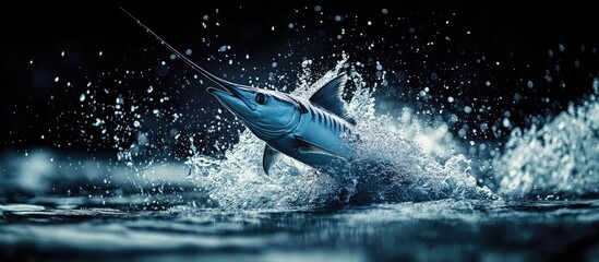 Fighting Marlin Caught on Fishing Line