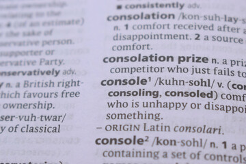 Fototapeta premium Definition Of English Dictionary Close Up Of Word - console
