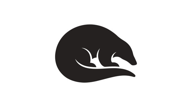 Minimalist silhouette of a poison dart frog curled up in a peaceful landscape setting