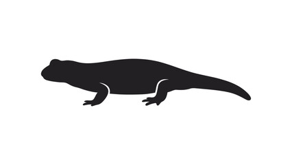 Minimalist silhouette of a monitor lizard in a landscape view