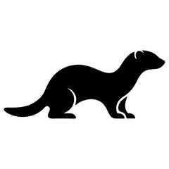 Fototapeta premium Silhouette of a standing ferret facing right in a minimalist graphic style