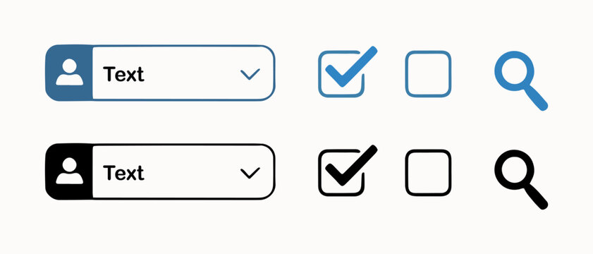 Icon Set Featuring Checkbox Search and Dropdown Elements
