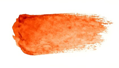 Vibrant orange watercolor brush stroke with textured paper effect on a clean white background