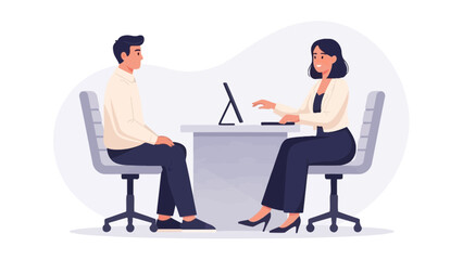 Job Interview Meeting: Applicant and Recruiter Discussing Career at Desk