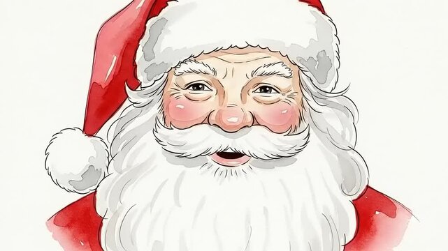 Watercolor illustration of Santa Claus, a festive and traditional Christmas character, perfect for holiday designs and seasonal greetings.