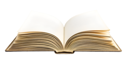 An open book with blank pages and a black background