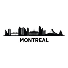 Obraz premium Montreal skyline silhouette with prominent buildings and bridges displayed