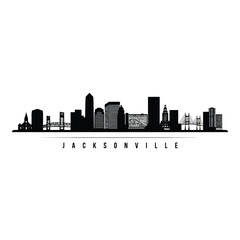 Fototapeta premium Jacksonville skyline illustration a modern cityscape in black and white