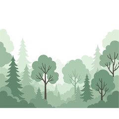 Group of Green Trees in Forest Landscape.