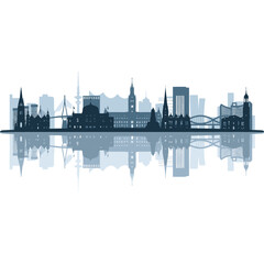 Fototapeta premium Hamburg skyline silhouette with water reflection creates a serene cityscape