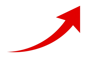 A red arrow pointing upwards on a black background symbolizing growth and increase