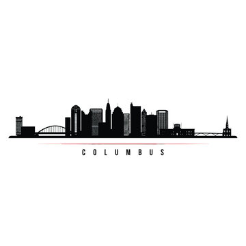 A striking black skyline illustration of columbus ohio with city name