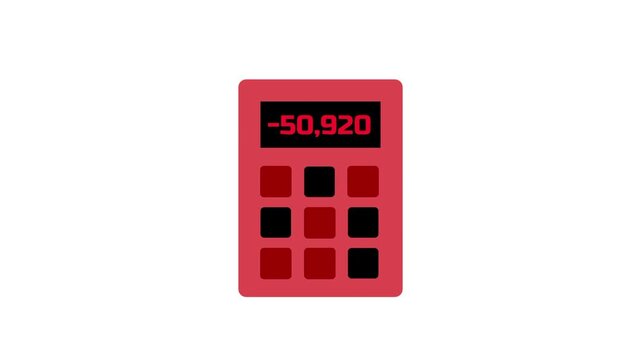 A red calculator shows a negative one thousand on its screen, illustrating a financial loss, a deduction in budget, or a calculation resulting in a negative monetary value for a user