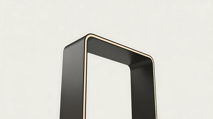 Modern black rectangular frame with white inner surface against white background transparent background