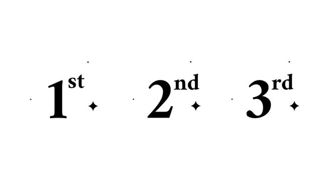 The numbers for first, second, and third place are displayed with sparkling stars above tiered podiums, representing the final results and the celebration of the top three contestants