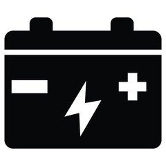 Fototapeta premium Stylized black battery icon with a lightning bolt representing power and energy flow isolated on transparent background