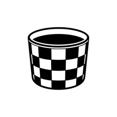 Checkerboard pattern bucket or trash can icon