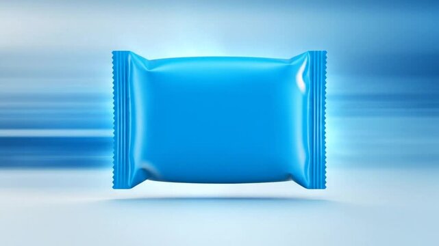 Bright Blue Candy Bar or Food Package Floating against a Futuristic Abstract Background