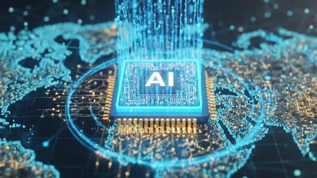 Global Digital Connection Map Highlighting Artificial Intelligence Network Patterns and Data Flow Visualizations in Various