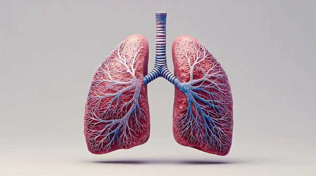 Medical Lung Anatomy Animation with Airflow and Oxygen Exchange