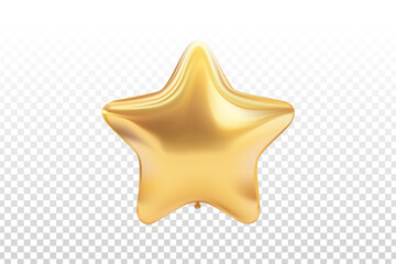 Vector golden star balloon isolated on the transparent background.