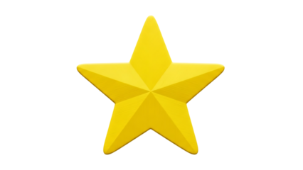 Yellow Star isolated on a transparent background symbol five-pointed