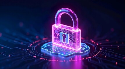 Neon Digital Padlock with copy space